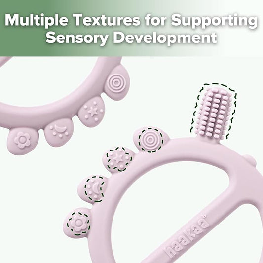 Haakaa Silicone Crab Baby Teether,Baby Toys,360°Baby Toothbrush Head for Infant Self-Brushing Training,Food-Grade Silicone,Lavender