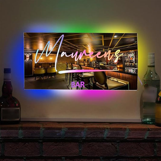 Personalized LED Name Mirror Light - Custom Multi Colour Lighting Mirror, Name Sign, Wall Decor for Bedroom, Bar, Barber Shop