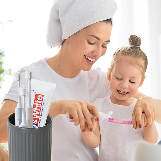 Matte Grey Toothbrush Holders for Bathrooms - Ceramic Toothbrush Toothpaste Holders Set, Bathroom Tumbler Cups Reusable Toothbrush Cup Grey Mouthwash Cup, Counter Organizer.