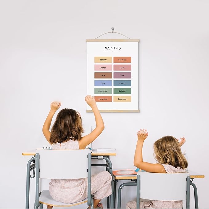 Classroom Wall Art Toddler Educational Posters Months Wall Art - Kids Posters Perfect for Toddler Room Decor, Playroom, Classroom & Homeschool Learning Spaces Durable & Ready to Hang 12x15.7 Inch