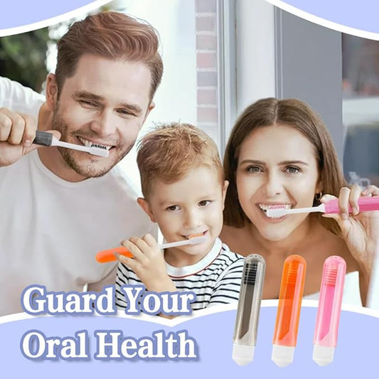 Travel Toothbrush 3Pcs Travel Toothbrush Set Mini Toothbrushes Soft Portable Toothbrushes Travels with Tooth Brush Cover Small Folding Toothbrush Individually Wrapped for Travels Black Orange Pink
