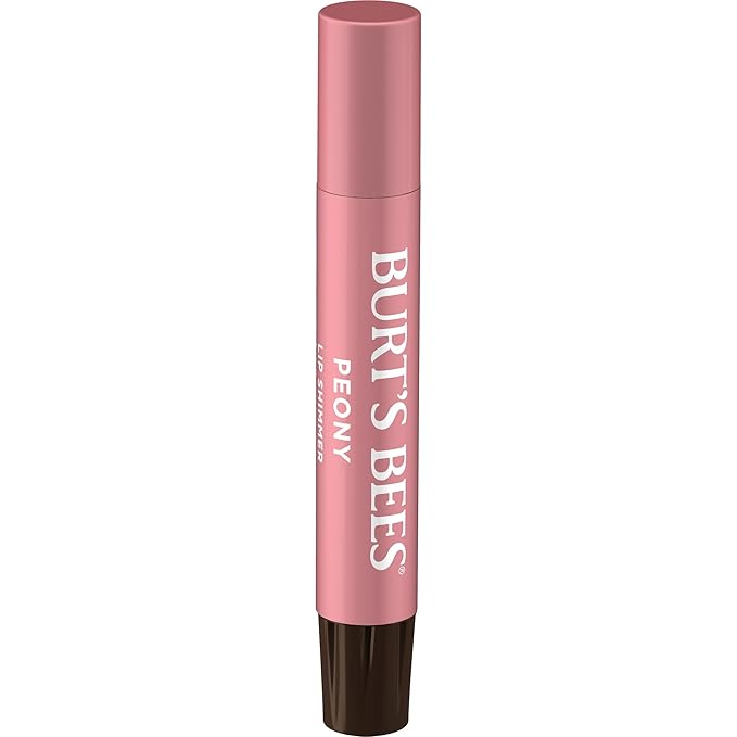 Burt's Bees Shimmer Lip Tint Stocking Stuffers Set, Moisturizing for All Day Hydration with Natural Glowy Pigmented Finish & Buildable Color, Peony (4-Pack)