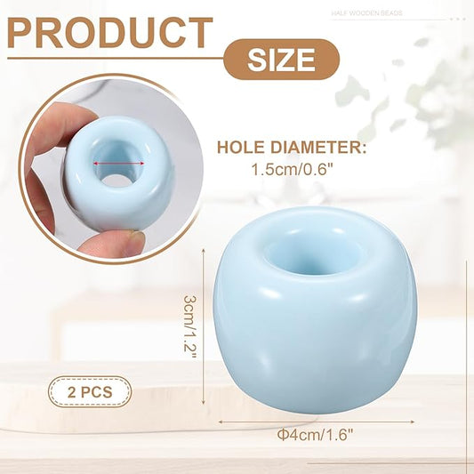 uxcell 2 Pcs Mini Ceramics Toothbrush Holder Stands, Sleek Mini Countertop Toothbrush Round Shape Ceramic Holder Stand for Bathroom Vanity Countertops, Blue