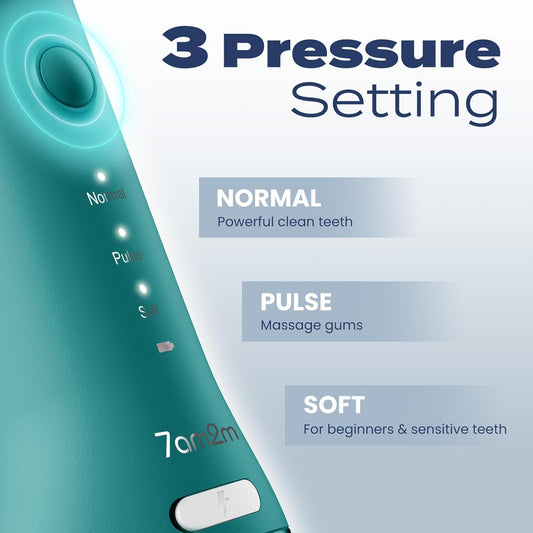 7AM2M Portable Water Flosser Cordless, Water Flosser for Teeth with 3 Modes and 2 Jet Tips, USB C Rechargeable, IPX7 Waterproof, Dental Water Flosser for Travel and Home Use (Peacock Green)