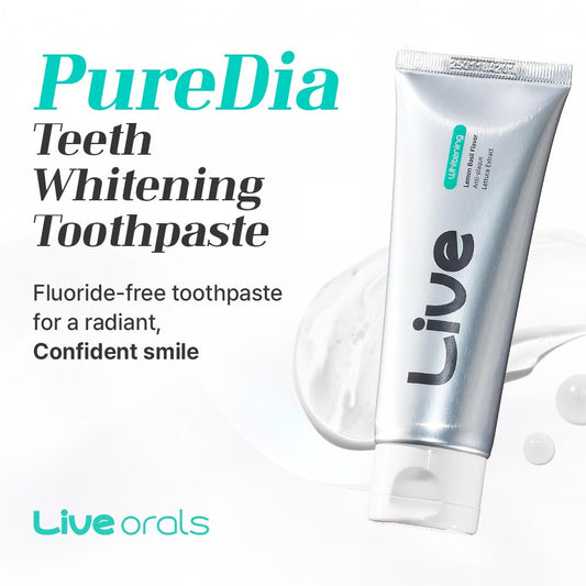 Puredia Whitening Toothpaste 80g – Fluoride-Free, Nano Hydroxyapatite & Hydrogen Peroxide, Sensitive Teeth, Enamel Strengthening, Natural Mint Gel