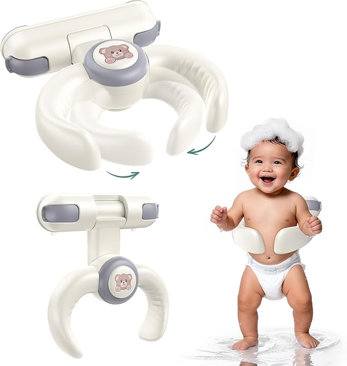 Baby Bath Support Stand Shower - Wall-Mounted Baby Shower Stand with Strong Suction Cups. Foldable Adjustable Baby Standing Support for Infants, Toddlers aged 8-36 Months. Soporte para Bañera de Bebé
