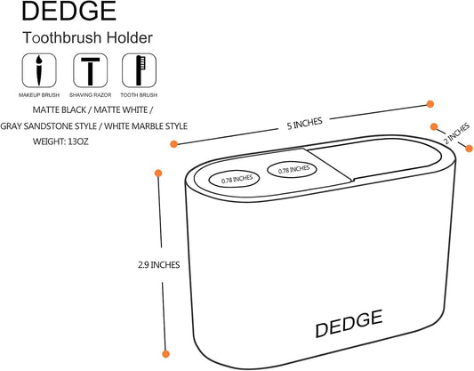 Dedge 3 Slots Bamboo Toothbrush Holder Electric Toothbrush Holder and Toothpaste Holder for Bathroom Countertop Accessories Storage,Toothbrush Holders for Bathrooms, Black Sandstone Style Organizer
