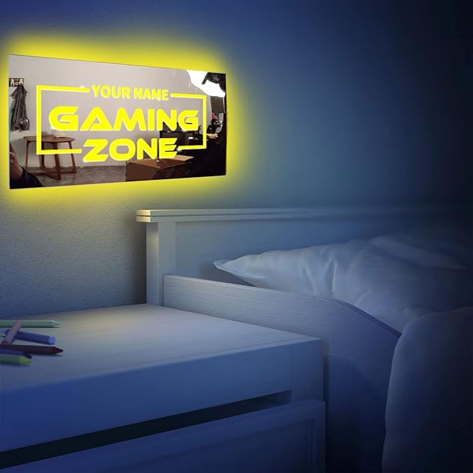 Tag Salon Custom LED Name Mirror - Multi Colour Lighting, Neon Sign Wall Decor for Bedroom, Bar, Barber Shop