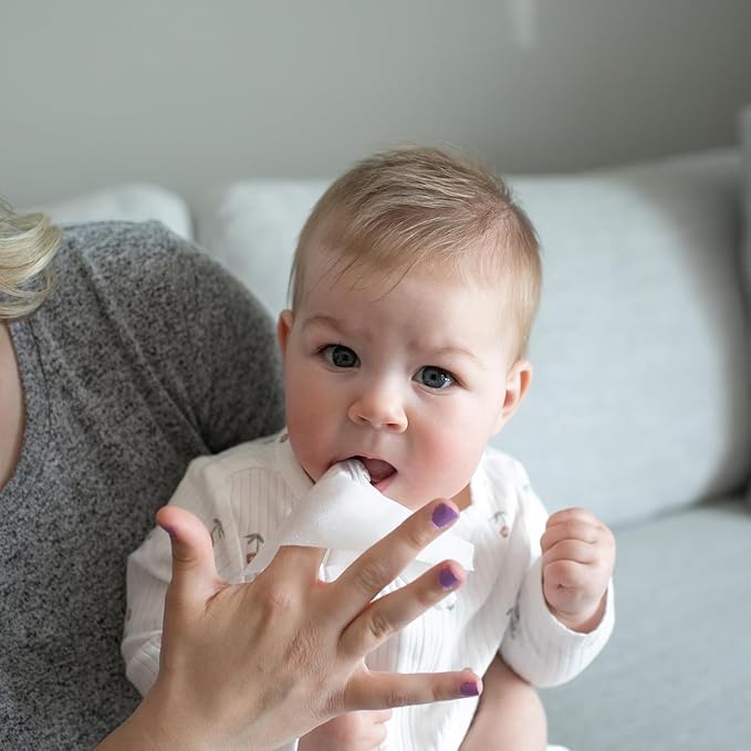 Dr. Brown's Tooth and Gum Healthy Wipes, Fluoride-Free Oral Care for Babies, Grape Flavor, 30 count, 1-Pack (Packaging May Vary)