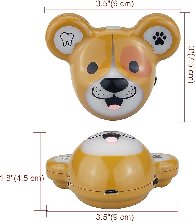 LUXSWAY Cute Animal Toothbrushing Timer with Musical Volume, 2 Minute Kid for Toothbrushing, 20 Seconds Wash Hand Training Games, Rechargeable Colored Led Light Visual Timer- Dog