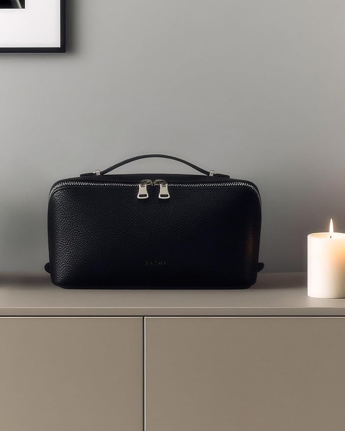 EACHY Travel Makeup Bag,Large Capacity Cosmetic Bags for Women,Waterproof Portable Pouch Open Flat Toiletry Bag Pattern Makeup Bag