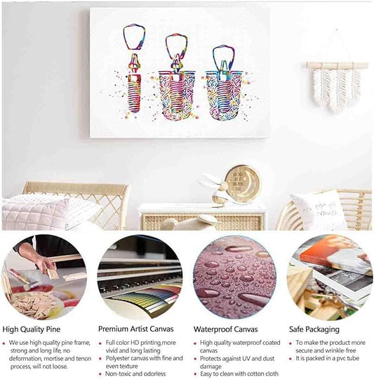 MBARE Watercolor Art Wall,Dental Implant Watercolor Print Tooth Art Dental Clinic Decor Dentistry Student Science Dentist Gift Doctor~-12"X16" Canvas Print With Frame