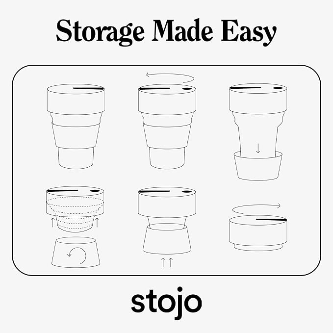 STOJO Collapsible Travel Cup - Reusable To-Go Pocket Size Silicone Bottle for Hot and Cold Drinks - Perfect for Camping - Microwave & Dishwasher Safe (Translucent Lilac, 16 Ounce (Pack of 1))