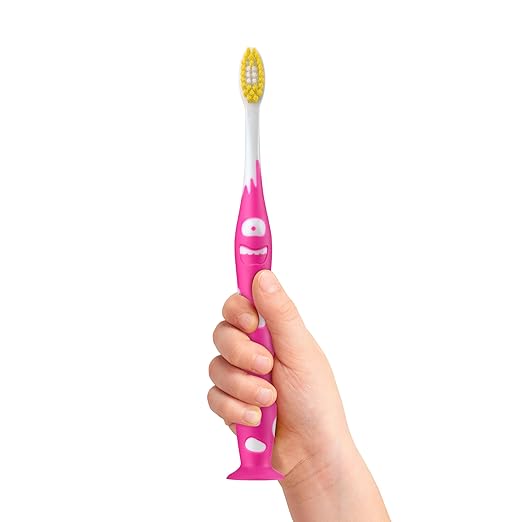 GUM Monsterz Jr Kids’ Toothbrush, Soft Bristled Children’s Toothbrush with Suction Cup, for Ages 5+, 1 Count(Pack of 6)