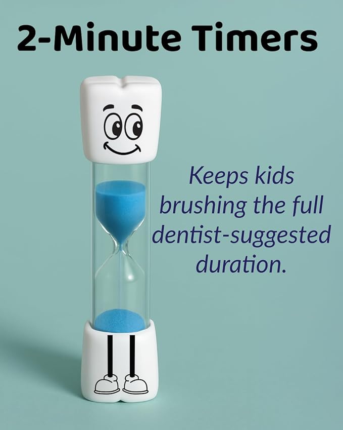 Toothbrush Timer for Kids - 2 Minute Sand Timer for Brushing Teeth - Tooth Brush Time Sand Clock - Two Minute Hour Glass - Enjoy Easy Nighttime Routines - Multi-Color Smily Face for Kids