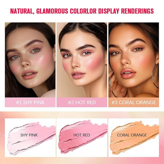 Blush pH Tinted Moisture Stick, Multi-Use Cream Blush Stick, Natural Nude Makeup for Cheeks, Eyes and Lips, Waterproof Natural Nude Makeup, Suitable for All Skin (1# Shy Pink)