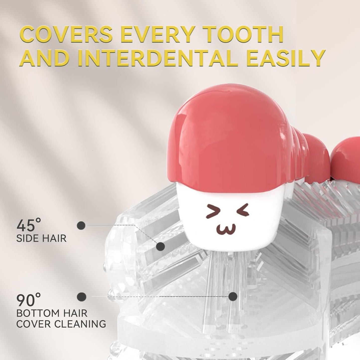 Adult Sonic Automatic Electric Toothbrush, 360° Oral Cleaning Stain Whitening, IPX7 Waterproof Rechargeable, u-Shape Brush Head*3+Straight Handle Brush Head*2, Suitable for Travel or Home Use