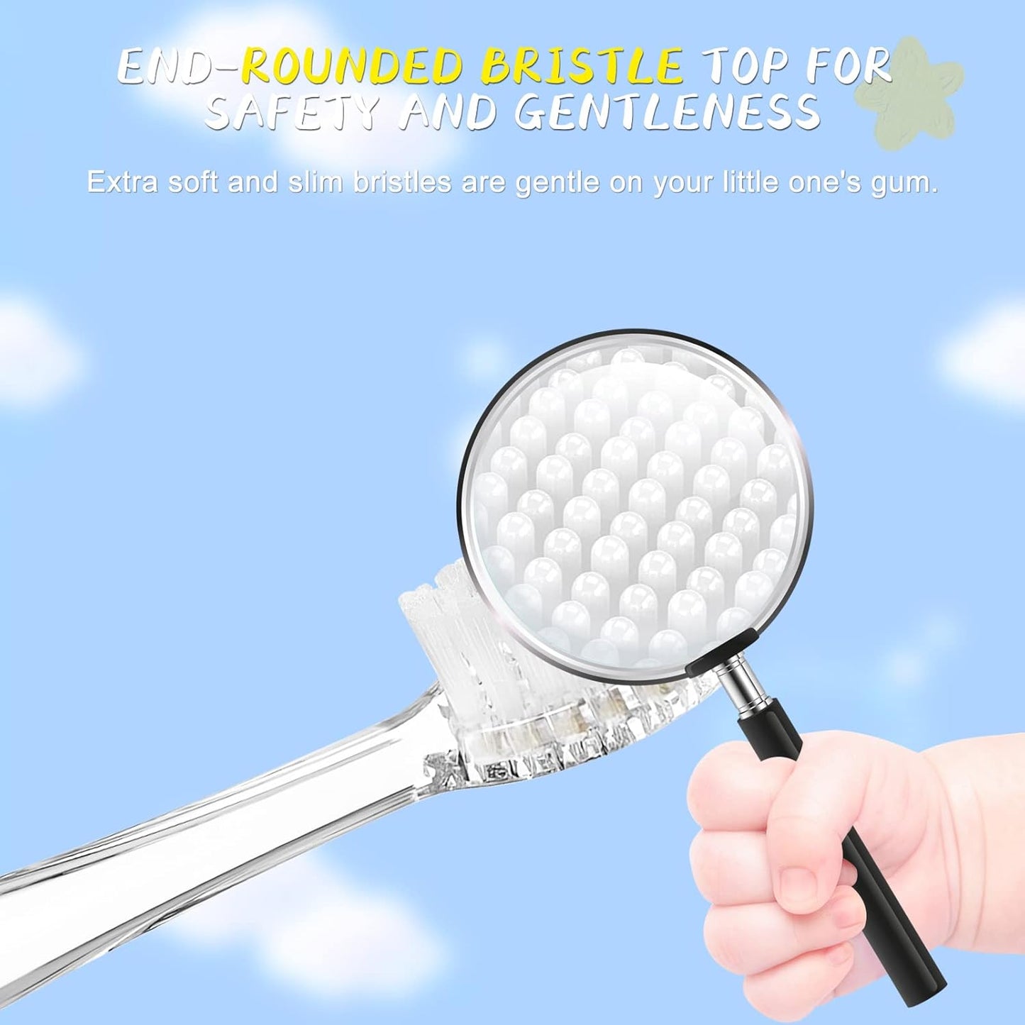 Teeteck 5 Pack Kids Toothbrush Replacement Heads Compatible with SEAGO SG513/SG977/SGEK6, DadaTech DT-K6/DT-BB1/DT-977, Brush-Baby WildOnes(Ages 18-36 Months/Transparent)