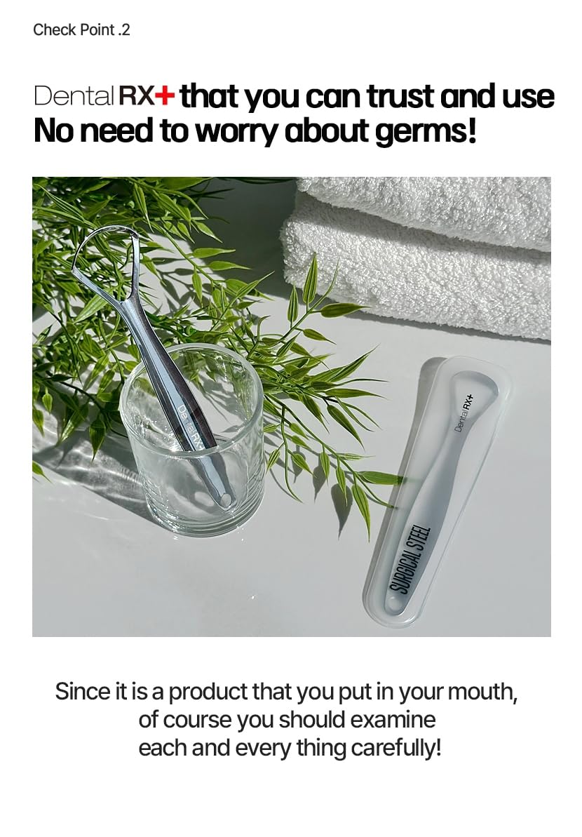 Surgical Steel Tongue Scrapers for Adults and Kids (2 Pack, Different Size), Surgical Steel Tongue Cleaners, Prevent and Reduce Bad Breath