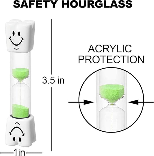 Toothbrush Timer for Kids 2 Minute Sand Timer Smile Pattern Tooth Brushing Sand Timer, Mini Hourglass Sand Clock Set for Kids Boys Girls Oral Hygiene Party Favors (Pack of 2)