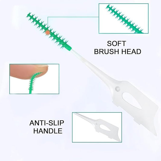 300 Pieces Dual-Use Interdental Brushes Soft Silicone, Disposable Dental Picks,Premium Dental Floss Picks for Effective Teeth Cleaning(200pcs Green+100pcs Blue)