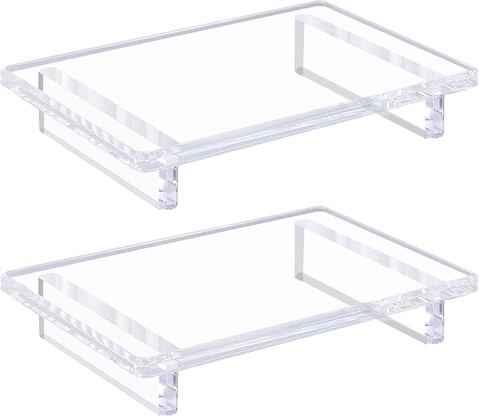 2 Pack Acrylic Soap Dish Tray 9"×5.9"×1.5" – Clear Waterproof Counter-top Organizer for Bathroom, Kitchen, Vanity, Soap, Plants, Candles (Large)