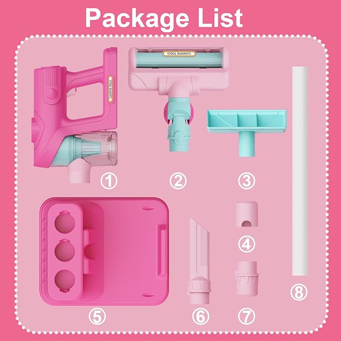 Kids Vacuum That Really Works, Toddler Vacuum Cleaner, Toy Baby Working Play Mini Children's Size Pretend Vaccum with Real Suction, Housekeeping Keeping Toys Cleaning Set Girls Boys