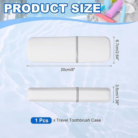uxcell Travel Toothbrush Case, 7.9x2.7x1.4 Portable Travel Toothbrush Holder with Flat, Plastic Toothpaste Container for Bathroom, Gym, Business Trip, Camping, White