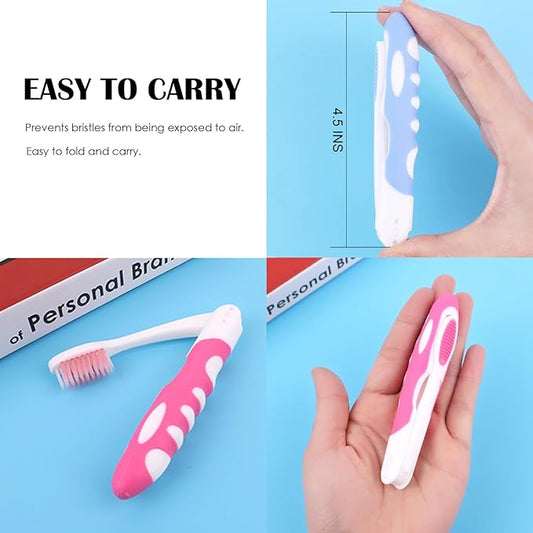 EasyHonor Folding Toothbrush - Soft Potable Travel Size, Individually Wrapped for Home, School, Camping Supplies(12 Pcs)