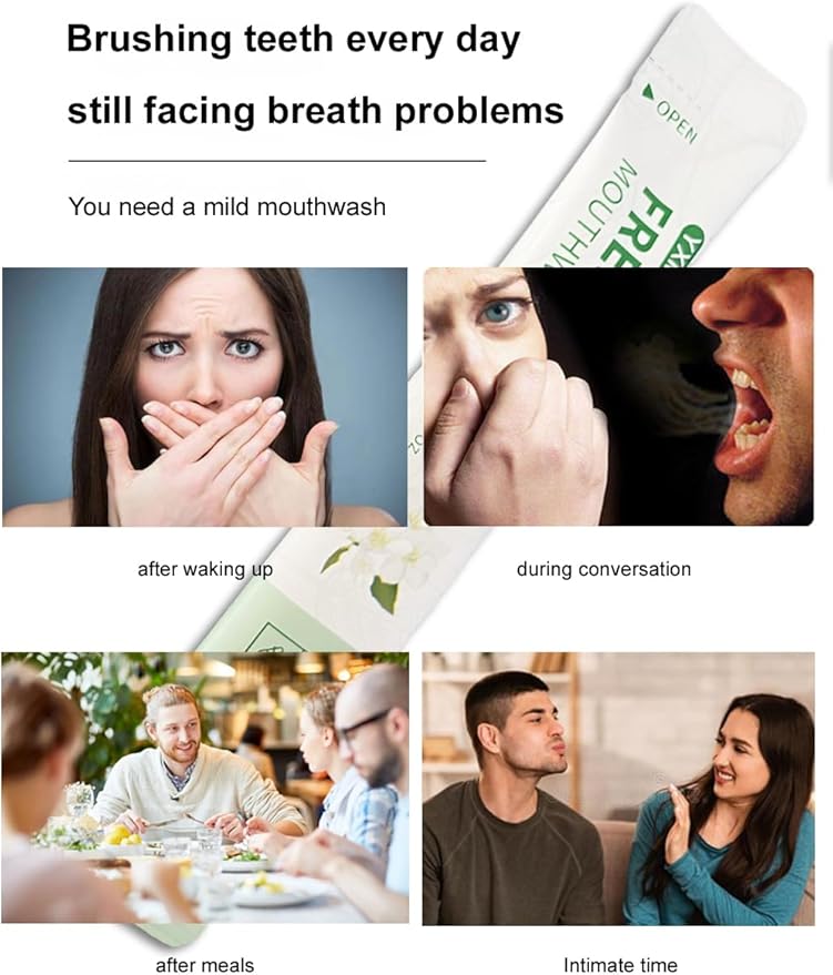 Travel Size Mouthwash Packets – Portable, Fresh Breath Anytime, Eliminates Bad Breath, Sugar-Free, Alcohol-Free, 7 Pack × 0.4 Fl Oz