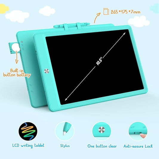 LCD Writing Tablet Doodle Board, Colorful Drawing Pad, Electronic Drawing Tablet, Drawing Pads,Travel Gifts for Kids Ages 3 4 5 6 7 8 Year Old Girls Boys (10.5 inch, Blue&Yellow)