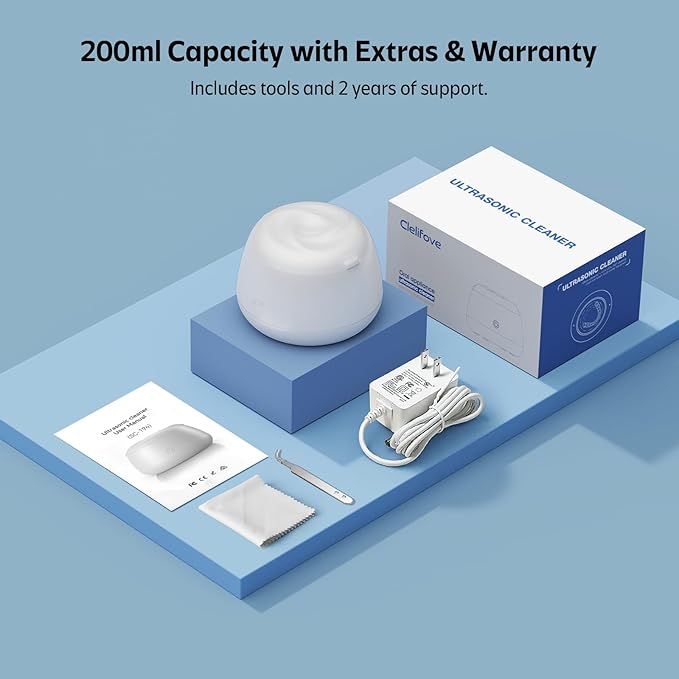 Ultrasonic Retainer Cleaner Machine 48kHz Denture and Aligner Cleaning Pod for Mouth Guards Night Guards Dental Trays Braces Toothbrushes Jewelry with 200ML Capacity (Pink)