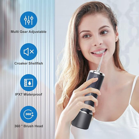 Water Flossers for Teeth - Portable Electric Flosser for Teeth with 4 Modes & 5 Jet Tips Self-Cleaning Function USB Rechargeble IPX7 Cordless Water Flosser