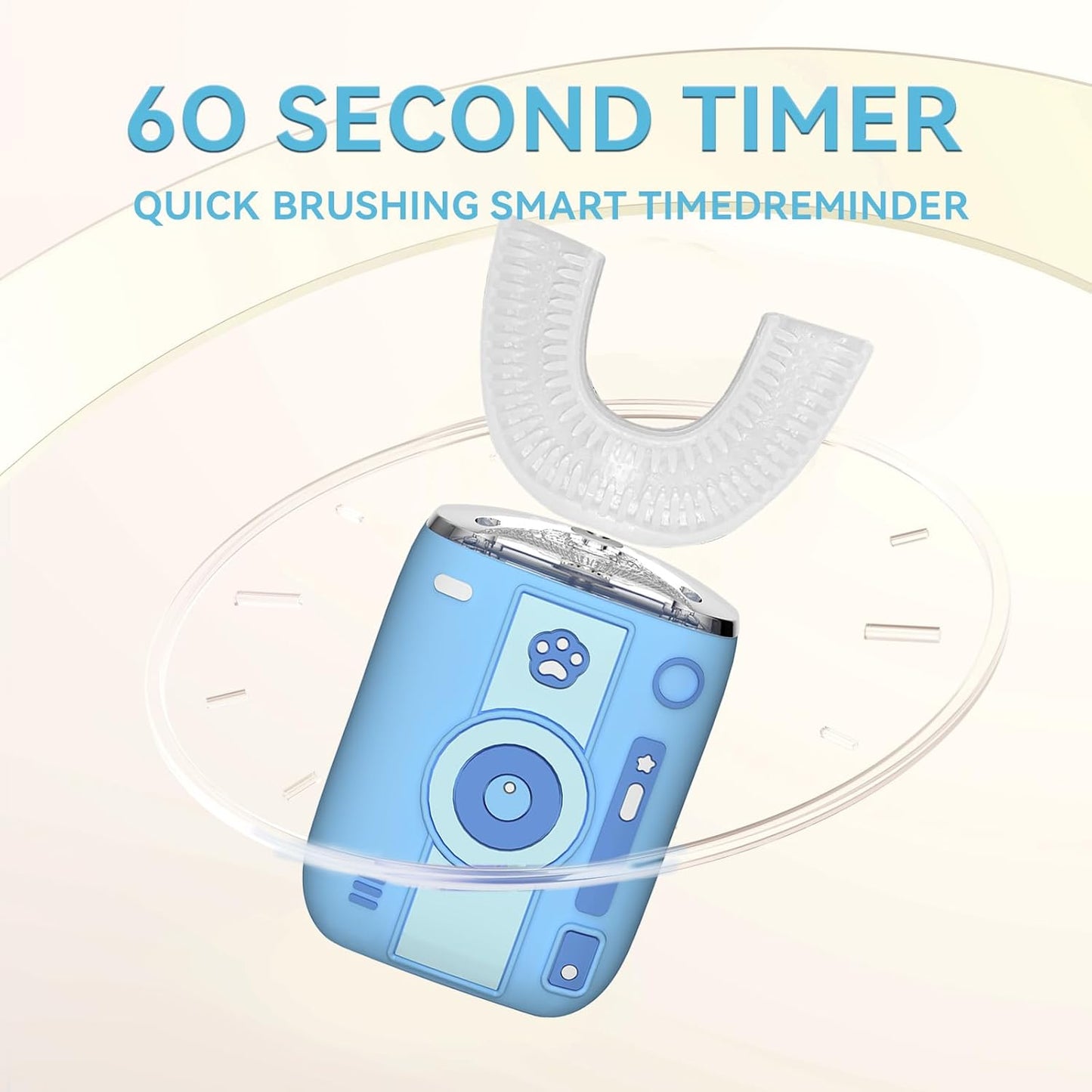 Adult Sonic Automatic Electric Toothbrush, 360° Oral Cleaning Stain Whitening, IPX7 Waterproof Rechargeable, u-Shape Brush Head*3+Straight Handle Brush Head*2, Suitable for Travel or Home Use