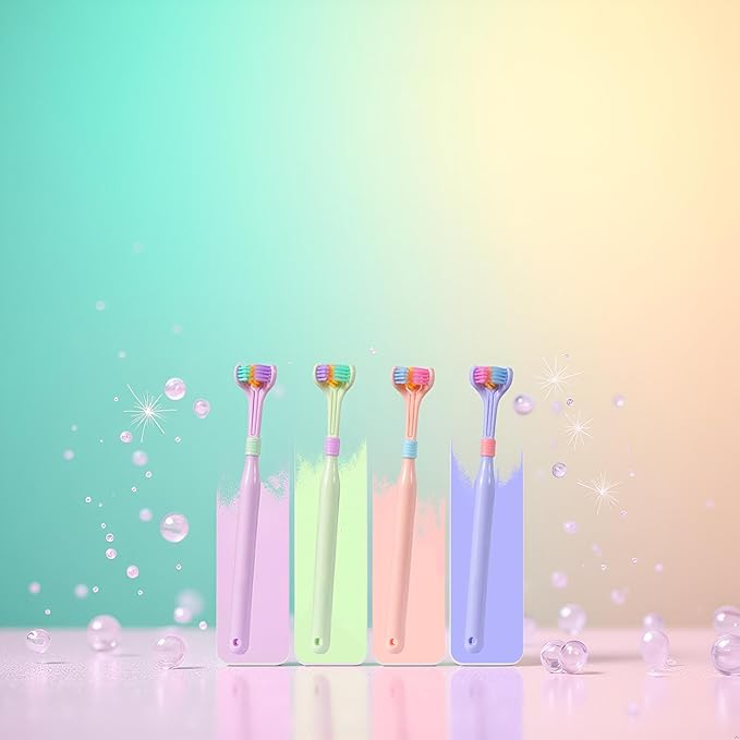 2 Pcs Random Color Three-Sided Soft Hair Toothbrush, Deeply and Thoroughly to Clean Teeth and Gums, Effective Wrap-Around Design, Suitable for Adults and Children Toothbrushes and Accessories