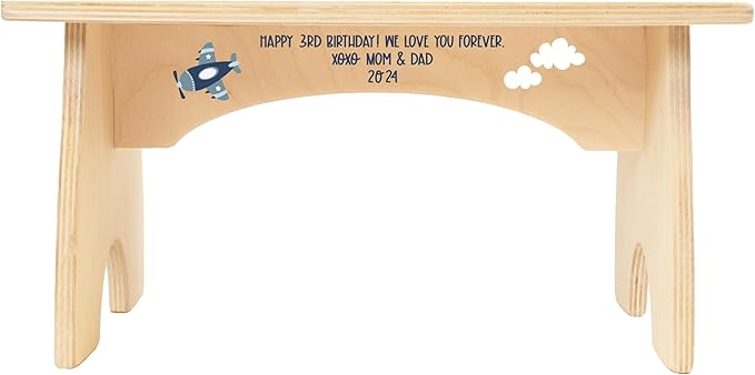 Step Stool for Toddlers- Personalized Wood Kids Step Stool with Name for Kitchen Sink, Bathroom, Potty Training, Toilet, Kitchen Sink- Sturdy and Safe- Made in USA by BloomOwl (Aviator)