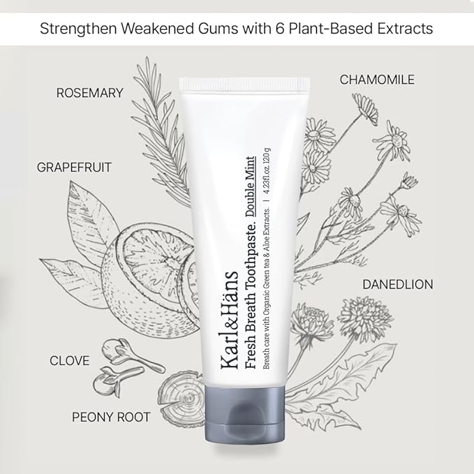 Karl&Hans Fresh Breath Toothpaste with Fluoride– Bad Breath Removal, Cooling Mint Freshness, Cavity Protection, Whitening & Stain Removal, 4.23 fl oz (Mint)