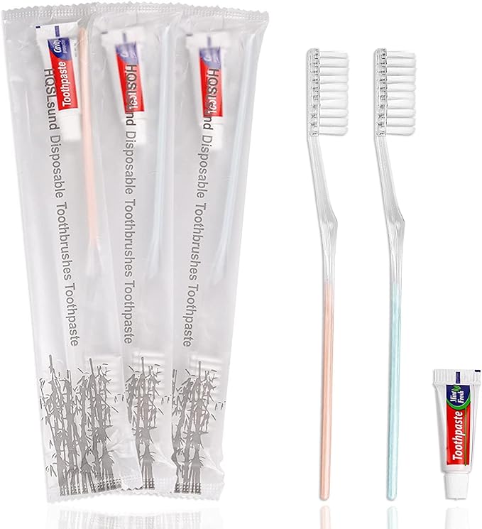200 Pack Disposable Toothbrushes with Toothpaste, Individually Wrapped Soft Bristle Toothbrushes, Travel Kit