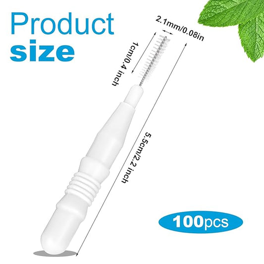 BBTO 100 Pcs Braces Dental Brush Flosser for Cleaner Interdental Brush Toothpick Tooth Flossing Head Oral Dental Toothpick Cleaners Cleaning Tool(White)