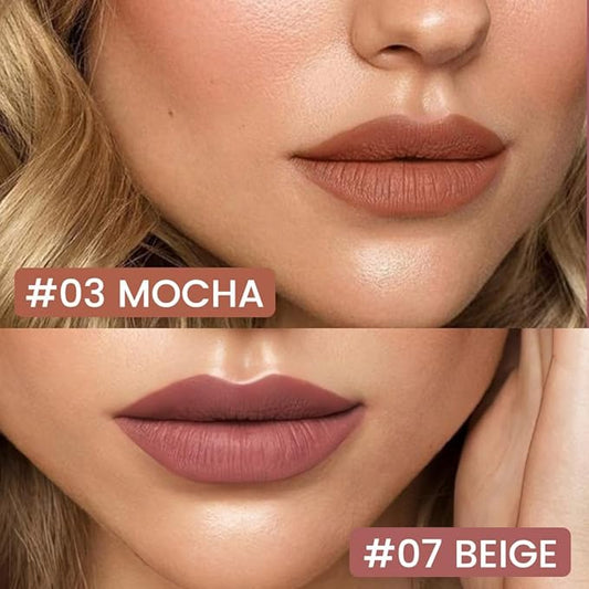 Kaely 2Pcs Mocha Beige Longwear Liquid Lip Liner Waterproof, 24 Hour Long Lasting Lip Liner Stain Marker Pen, 2-in-1 Matte Semi Permanent Lipliner & Lipstick, Vegan & Cruelty-Free, 03+07