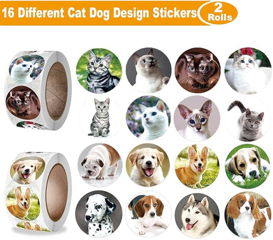 Dog and Cat Stickers for Kids Teachers,1000 Pcs Dog Cat Design Stickers for Kids Birthday Party, School Reward, Giveaways