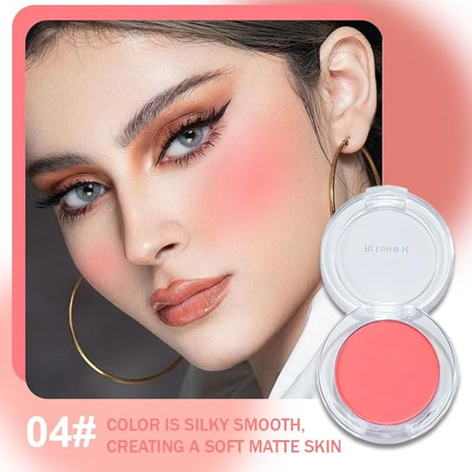 Blush for Cheeks Makeup Palette, Natural Matte Cream Powder Single Blushes for Eye and Cheek,Buildable Long-Lasting Color,Vegan & Cruelty-Free,Everyday Makeup Look for Women,#04-Watermelon Pink