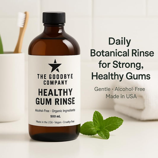 The Goodbye Company Healthy Gum Rinse - Alcohol-Free Natural Mouthwash for Gum Health, Bad Breath & Strong Teeth - Organic Echinacea & Clove Essential Oils - Made in USA - 500ml