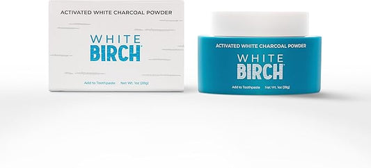 White Birch Activated White Charcoal Powder - Professional Teeth Whitening Charcoal - Natural & Fluoride Free Oral Care (White Charcoal Powder)