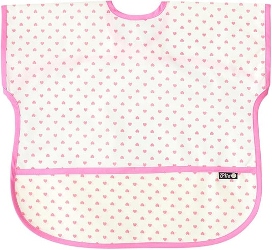 Short Sleeve Waterproof Bib for Toddlers – Easy Clean Feeding Apron for Mealtime, Daycare, Self-Feeding, Lightweight