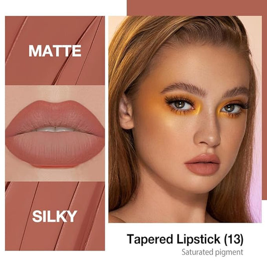 evpct Light Brown Gradient Matte Lipstick Lip Liner Crayon Combo Pencil Set for Women Long Lasting Waterproof, Nude Brown Matte Cream Lip Liner and Lipstick Combo Makeup, Flawless Gradual Ombre Effect