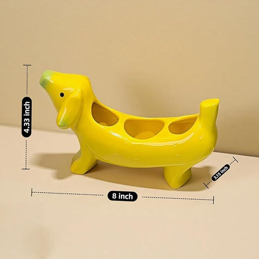 Creative Banana Dog Toothbrush Holder, Ceramic Bathroom Organizer with Toothbrush Stand, Whimsical Countertop Accessories for Bathroom, Novelty Home Decor