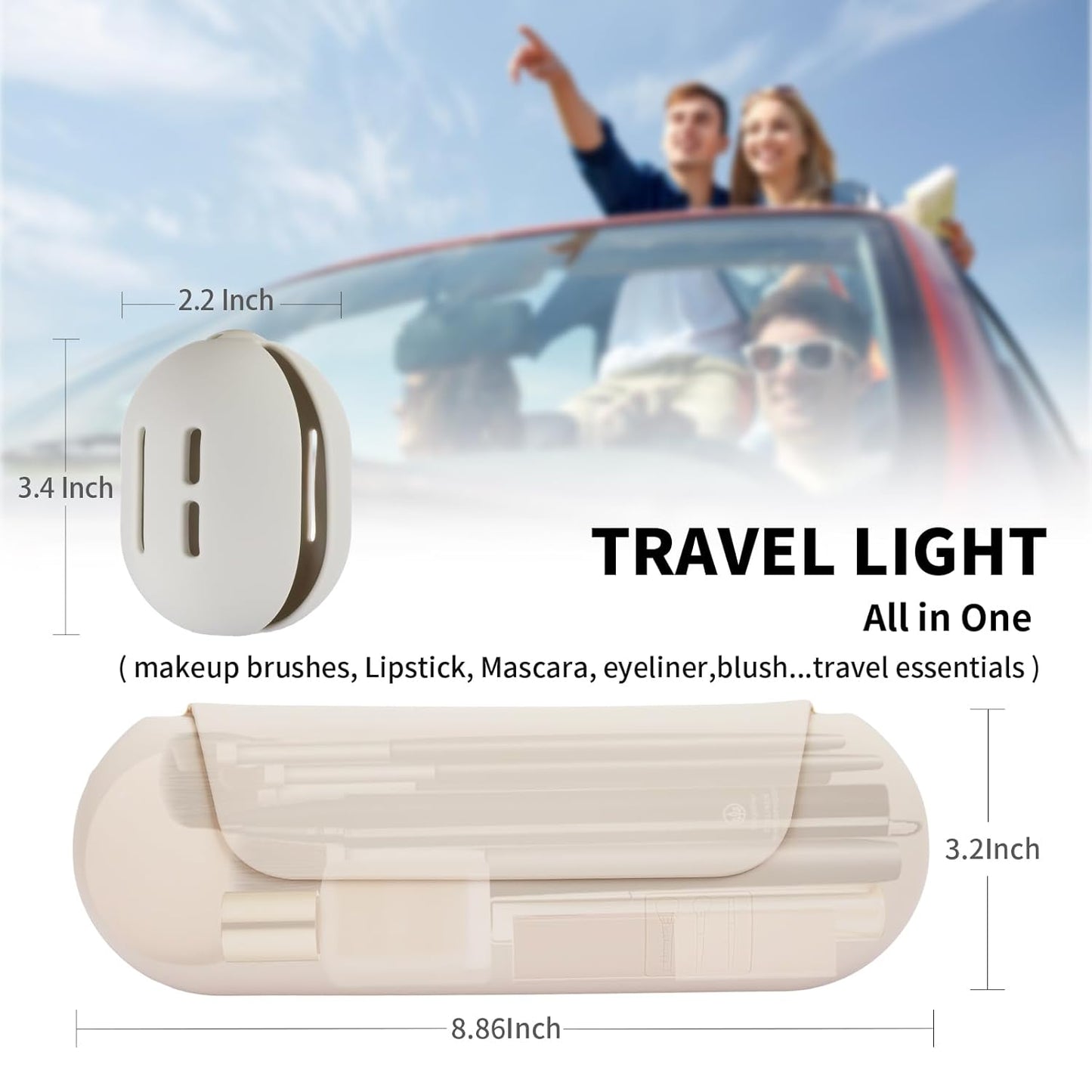 2 IN 1 Silicone Makeup Brush Holder with Beauty Make Up Sponge Case:Soft Portable Cosmetic Face Brushes Holder with Upgrade Anti-Fall Out Magnetic Closure - Starlight