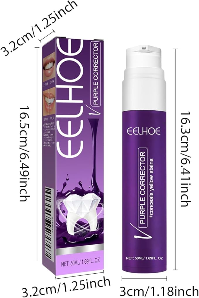 Purple Toothpaste for Teeth Whitening & Enamel Safe - Non-Invasive & Fluoride-Free Formula - Color-Correcting Serum for a Brighter Smile - Neutralizes Yellow Stains-1.69oz