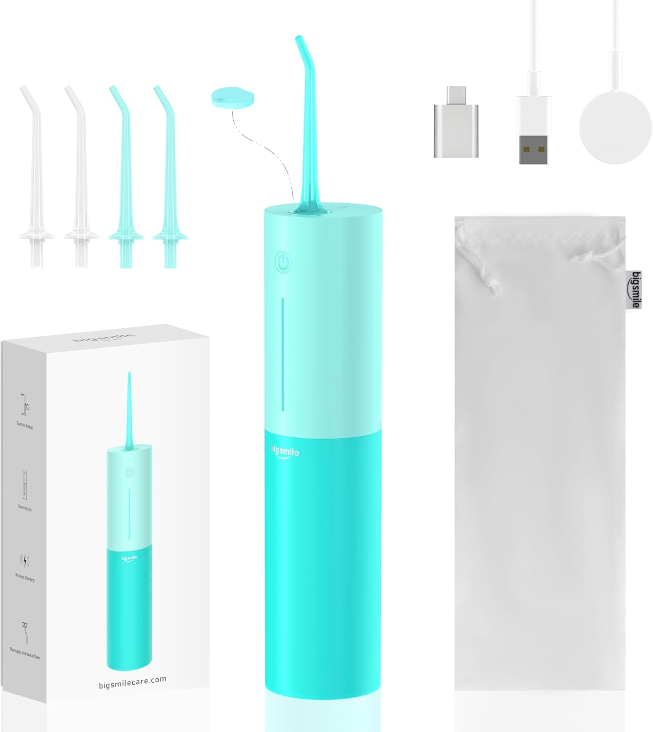 Powerful Cordless Water Flosser for Healthy Gums Rechargeable Dental Oral Irrigator for Daily Cleaning of Sensitive Gums, Orthodontic Braces or Tonsils to Help Prevent Infections and Bad Breath(Blue)